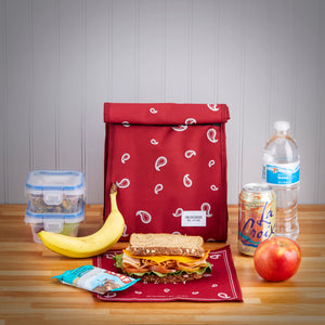 Reusable Insulated LunchSack - Red Paisley